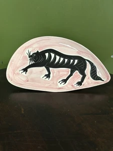 Vintage Mid-Century 1960s Big Cat Design Italian Art Pottery Decorative Plate - Picture 1 of 7