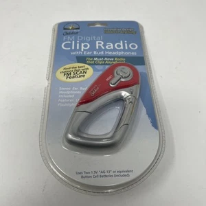 Innovage Outdoor FM Digital Clip Radio w/Ear Bud Headphones & LED Light Red - Picture 1 of 5