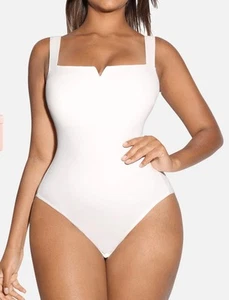 Body Blanco de Feelingirl Cuello Cuadrado XXL Forrado a Presión Entrepierna Forrado Top Nuevo con Etiquetas - Imagen 1 de 14