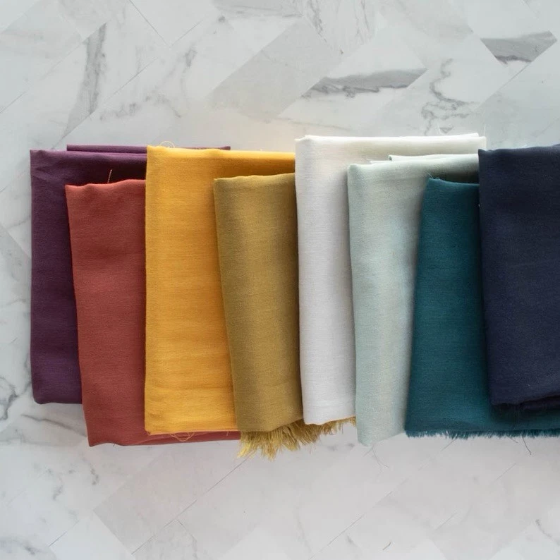 Organic Double Gauze 2021 By Birch Fabrics Fat Quarter bundle 8 Pieces - Image 1 of 4