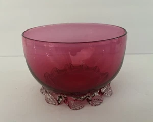 Antike viktorianische Cranberry Glasschale mit Fuß - Bild 1 von 6