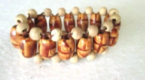 Brazalete Brazalete Adolescente Niña Marrón Madera y Acrílico Cuentas Elásticas 5" Plano 3/4" Ancho - Imagen 1 de 2