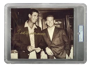 Ted Williams Signed Slabbed 8x10 Red Sox Photo w/ Mickey Mantle PSA Mint 9 - Picture 1 of 2