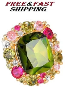 925 Sterling Silber glänzender mehrfarbiger Diamant Ehering Verlobungsring Jungtier - Bild 1 von 5