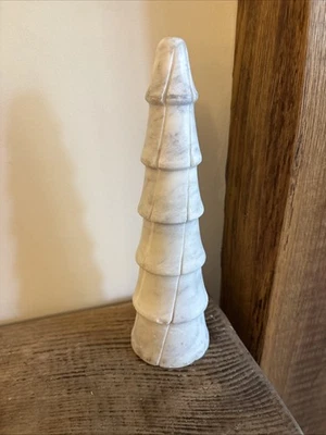 Marble Christmas Tree Table Decoration White Grey Marbled Home Decor India 27cm - Image 1 of 4