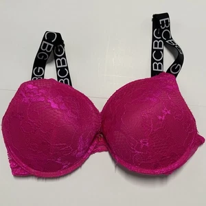 BCBG GENERATION Gr. 36C Push-up-BH rosa Spitze schwarz Spellout Träger Bügel - Bild 1 von 6