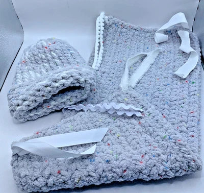 Conjunto de regalo para bebé - Blankie y ganchillo caliente unisex cintas texturizadas suaves reconfortantes Foto 1 de 4