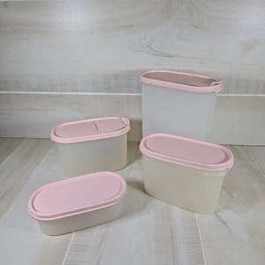 Vintage rosa Tupperware Menge 4 Modular Mates #1 #2 (2) & #4 Behälter Kanister - Bild 1 von 19