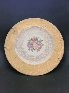 Vintage Atlas Porzellan Garantiert 22 Karat Gold verziert filigran Blumen Speiseteller - Bild 1 von 9