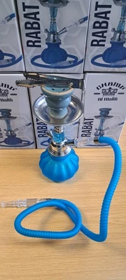 Wasserpfeife Shisha Nargile Set ca.25cm Rabat 1 Schlauch Hookah blau Glas - Bild 1 von 4