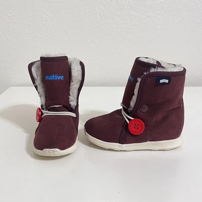 Native Shoes AP Luna Slip-On Boots Faux Shearling Maroon Toddler Girls Size 7 - Image 1 of 4