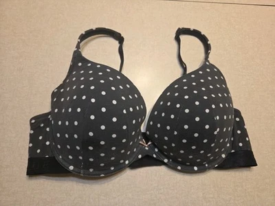 Sujetador Cacique 44DD Boost Plunge Negro Blanco Lunares Acolchado Con Aros Foto 1 de 4