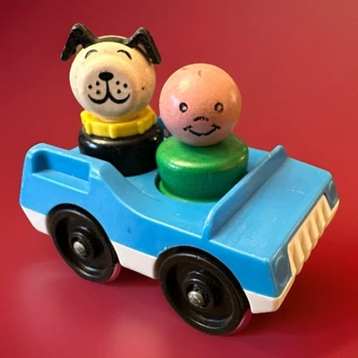 Vintage Fisher Price Little People Blue McDonald's Car HTF - Image 1 of 4