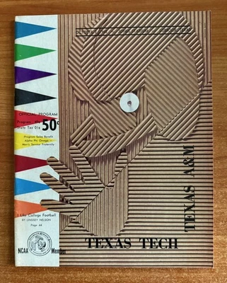 vintage 1965 NCAA TEXAS TECH RED RAIDERS vs TEXAS A&M AGGIES FOOTBALL PROGRAM - Image 1 of 2