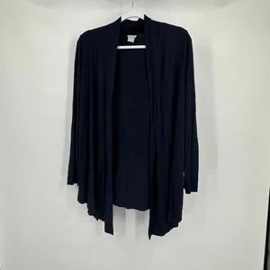 Chicos Womens Open Front Kimono Cardigan Sz 1 US M Navy Blue Minimalist Layering - Picture 1 of 7