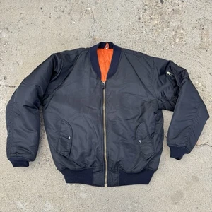 Alpha Industries Style Jacket Mens Black and Orange MA1 Flight Bomber Reversible - Picture 1 of 10