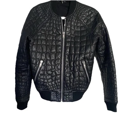 Hermosa chaqueta de cuero real negra Topshop UK 36 US 4 Foto 1 de 4