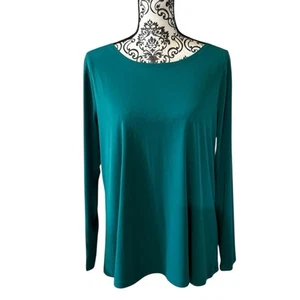 Blusa relajada Lane Bryant verde azul manga larga espalda en V XL (14/16) - Imagen 1 de 10