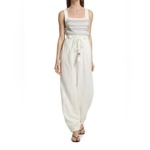 Mono Free People Sienna ajustado talla S, lazo trasero, falta cinturón, blanco roto - Imagen 1 de 15