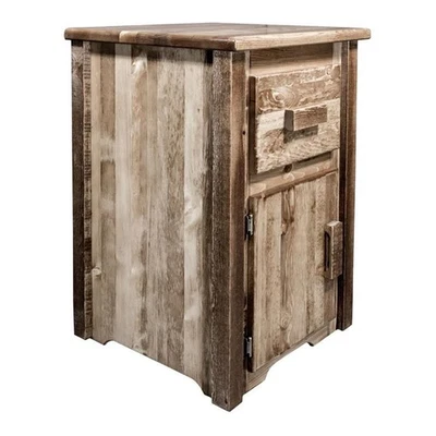 Montana Woodworks Homestead Wood End Table with Drawer and Door in Brown - Image 1 of 4