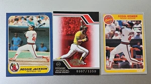 Lotto 3 carte Reggie Jackson 1985 Fl / '86 Fl / 2008 Triple Threads #'d 0603/1350 - Foto 1 di 5