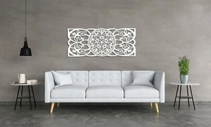 3D DEKORATIVE, WANDPANEEL, FLORAL MANDALA,HOLZ, 49 x 120 cm WANDDEKOR, HANDMADE - Bild 1 von 11