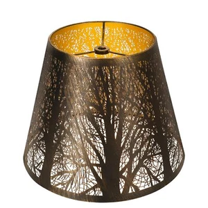SMALL METAL LAMPSHADE FOREST ETCHING FOREST LAMP SHADE PATTERN 6'' TOP 10'' BOTT - Picture 1 of 8