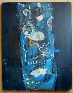 MYSTERY ART, VINTAGE ABSTRACTION EXPRESSIONIST SPIRITUAL SYMBOLISM OIL PAINTING - Picture 1 of 12