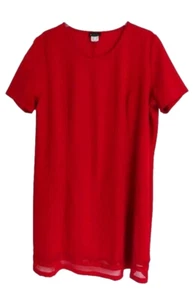 NEU Kurzgröße Damen Kurzarm Stretch Kleid in rot transparenter Saum Gr. 27 (54) - Bild 1 von 2