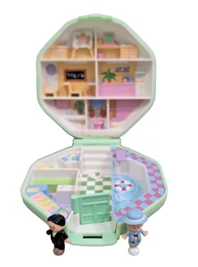 Polly Pocket Polly’s School Complete 2 Figures Green Compact BlueBird 1990 Vtg - Picture 1 of 12