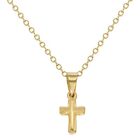 Gold Plated Religious Small Cross Pendant Necklace for Babies and Toddlers 16"
