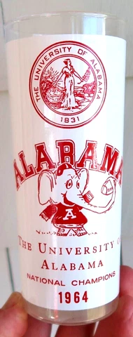 VTG 1964 UNIVERSITY of ALABAMA FOOTBALL National Champions GLASS - BEAR BRYANT Cover