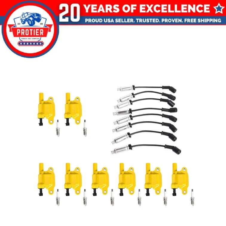 Set of 8 Ignition coil + Wire Set + Spark Plug Compatible with GMC Cadillac - Image 1 of 1