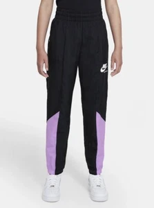 Nike Sportswear Heritage Girls Woven Jogger Pants Black Purple Big Girl Medium - Picture 1 of 4