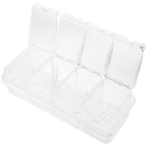 Plastic Clear Divided With Lid Case Kitchen Seasoning Box Condiment Storage Box - Picture 1 of 12