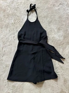 Banana Republic Womens Black Rayon Sleeveless Band Collared Shorts Romper Size 4 - Picture 1 of 11