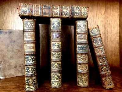 OLD BOOK Leather Antique Binding from 1700s - Literature, History, Religion Etc - Image 1 of 4