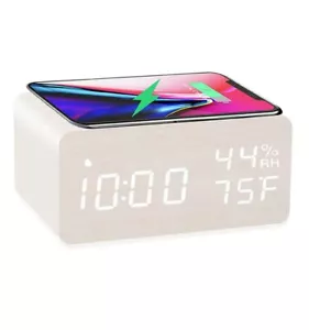 Clock LED Wooden Calendar ๐ Voice Control, Temperature Display, Modern Design - Picture 1 of 8