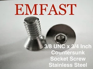 3/8 unc x 3/4 Inch countersunk socket screw stainless steel Allen key bolts - Picture 1 of 4