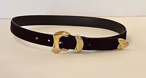 Paul Harris Deep Plum Suede Belt Small 24" - 28" With Gold Buckle - Picture 1 of 9