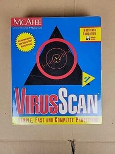 New Sealed n Box Vintage Dead Stock 1996 Macintosh Compatable Mcafee Virus Scan - Picture 1 of 5