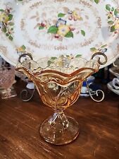 Vintage Westmoreland Glass Compote Footed Candle Dish Doric Yellow 5" Tall
