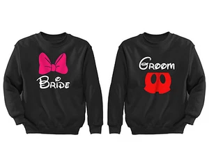 2 FÜR 1 ANGEBOT: Braut Bräutigam passendes Paar weich schwarz Unisex Sweatshirt S-6X - Bild 1 von 1