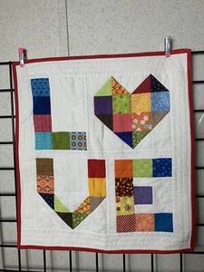 Handmade "LOVE" Quilted Wall Hanging 19" X 21"in. - Picture 1 of 6