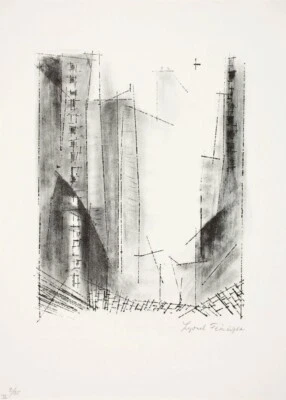 Manhattan – Lyonel Feininger – 1923 – Expressionist Architectural Etching Urban - Image 1 of 2