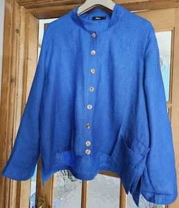 Ralston 100% Linen Bright Blue Jacket. Relaxed Fit. Size Large - Picture 1 of 11