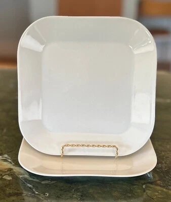 (2) Crate & Barrel Kahla Cumulus  White Square Salad/Dessert Plates 8.5" Germany - Image 1 of 4