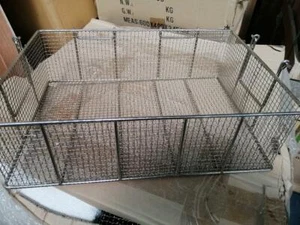 NEW CHROME PLATED STEEL FRY BASKET 2 HINGS&2 HANDLE 30CM X 13CM X44CM FREE POST - Picture 1 of 2