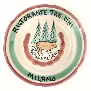 Vietri Ristorante Tre Pini Milano Italy 1979 Rostisciana Pork Plate * Pig - Picture 1 of 5