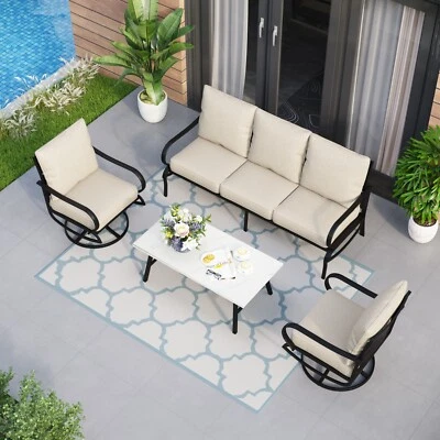 5 Seat Outdoor Sectional Sofa Set with Coffee Table Patio Sofa with Cushion - Image 1 of 4